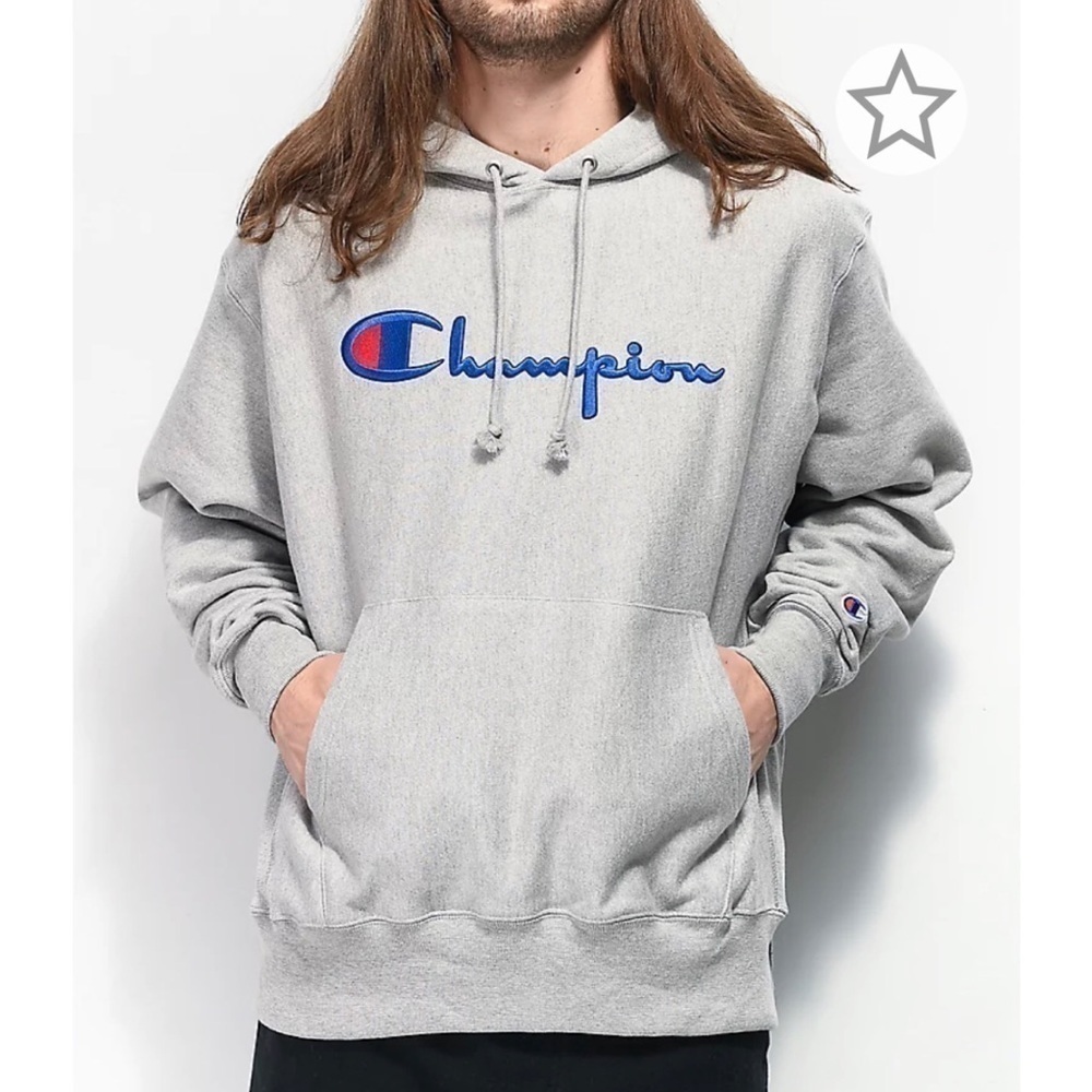Champion Light Gray Reverse Weave Logo Sweatshirt M